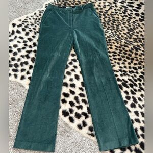 Aritiza Babaton Forest Green Velvet Wide Leg Pants